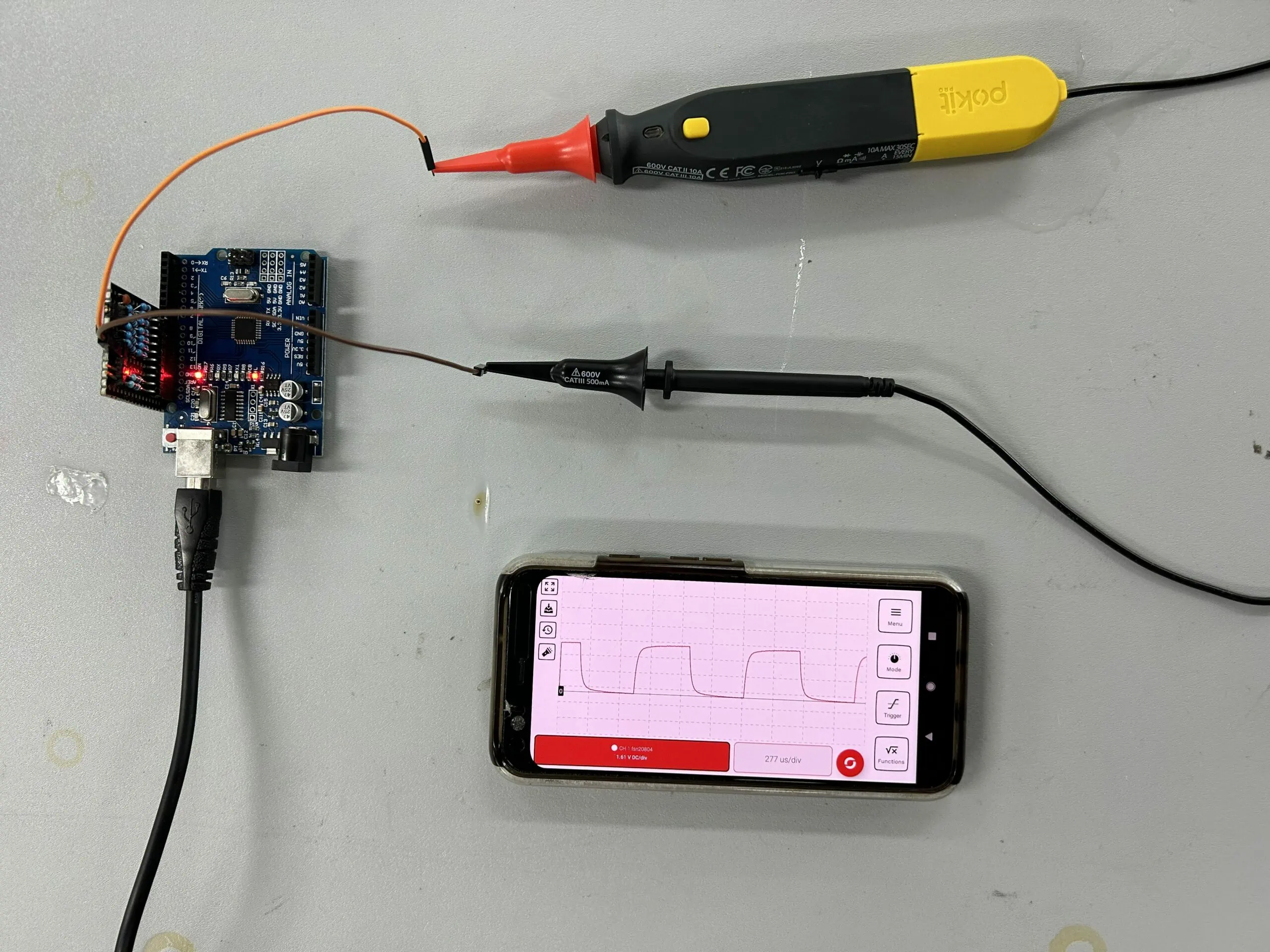 Pokit Pro oscilloscope setup